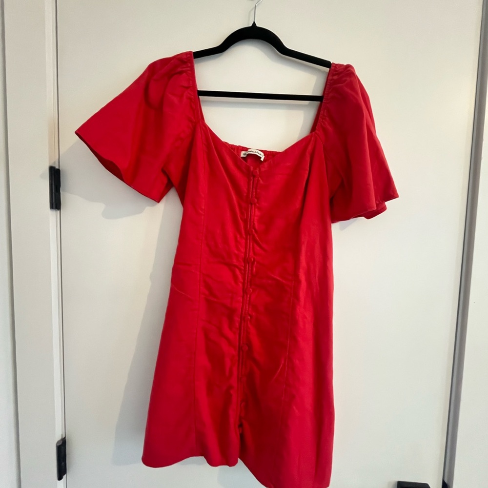 Abercrombie & Fitch Red Linen Mini Sundress